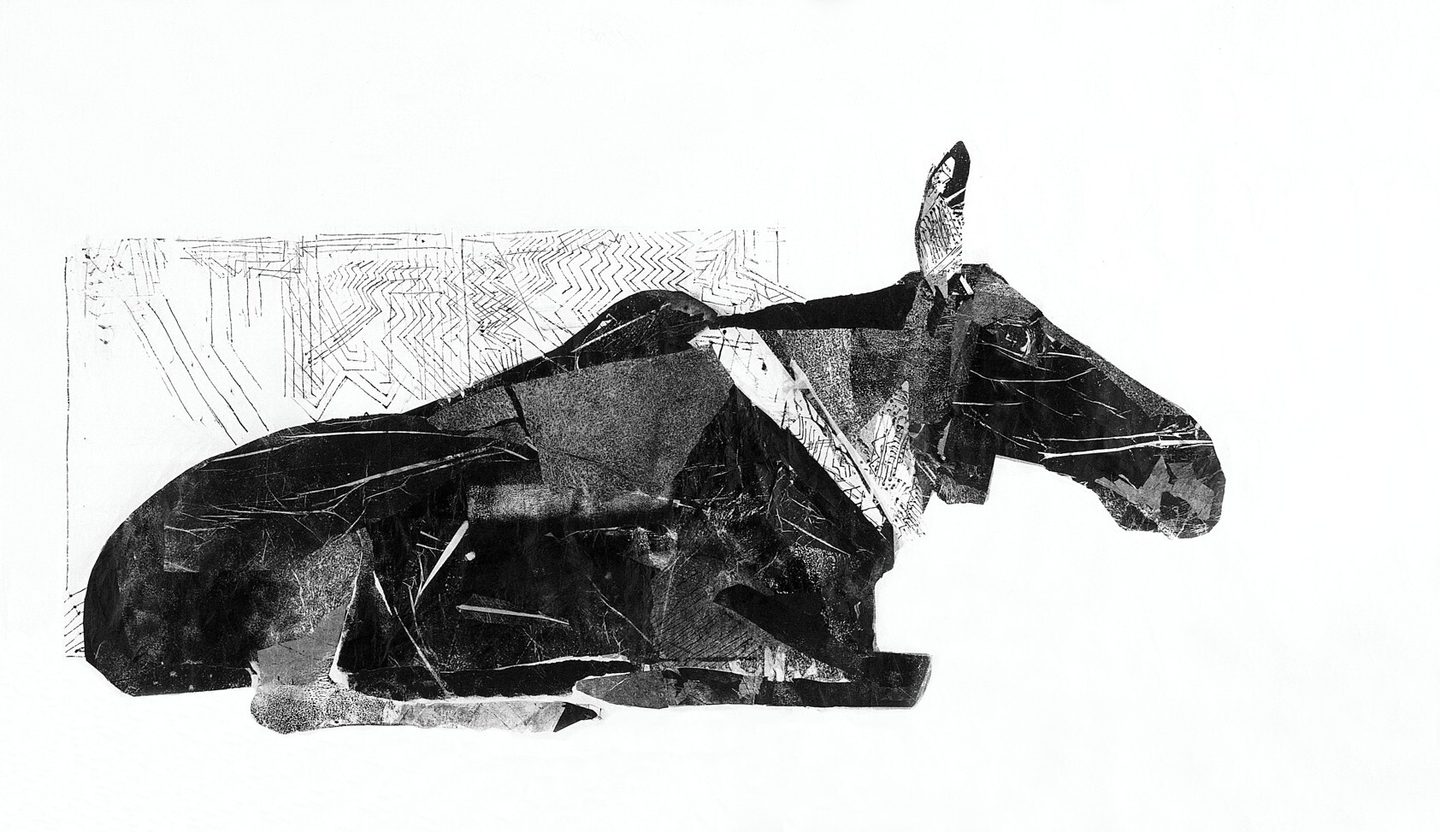 2000 Ingebjørg Une Hagen Sfinks 232x113cm monotypi collage